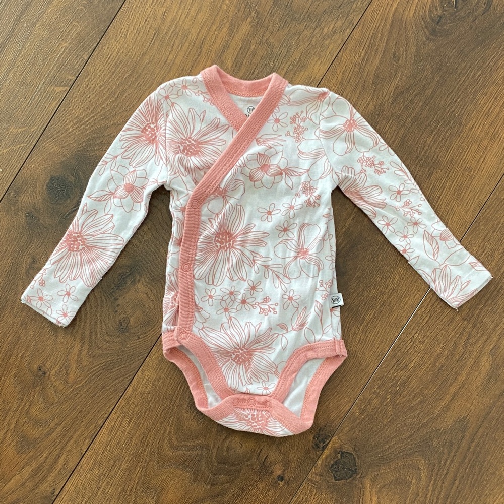 Honest Floral Pink Baby Bodysuit Newborn Organic Cotton